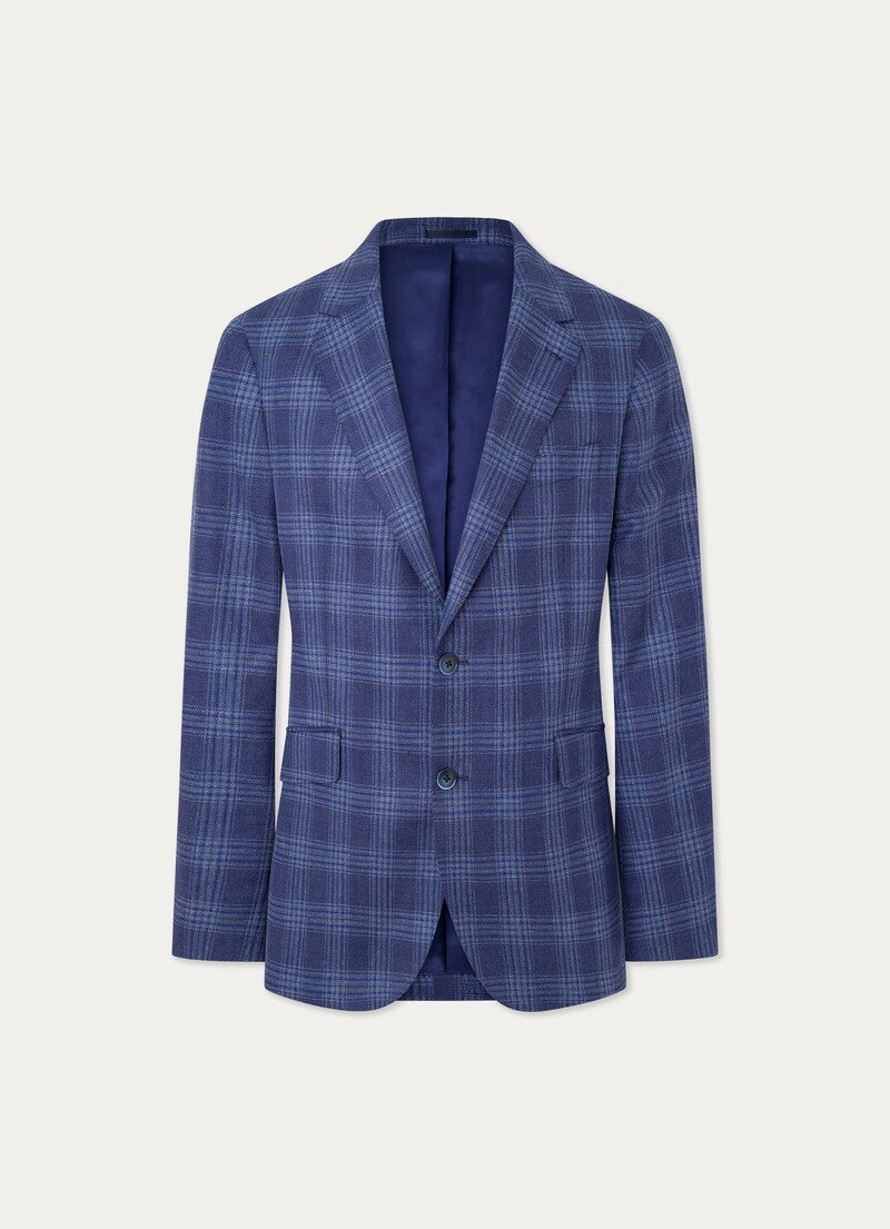 ウール＆シルクチェックブレザー / ブルー