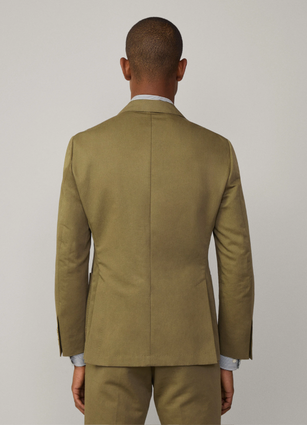 コットンリネンカジュアルブレザー / サファリグリーン