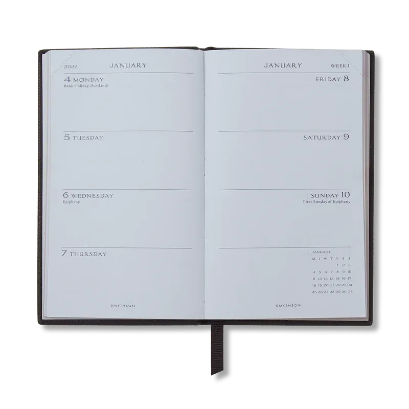 【予約販売】2027年 パナマ ウィークリー ダイアリー（ポケット付き）/ ブラック