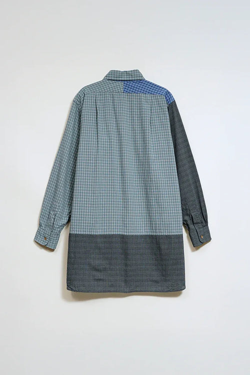 グランパシャツ クレイジーパターンドビー ブルー | Nigel Cabourn