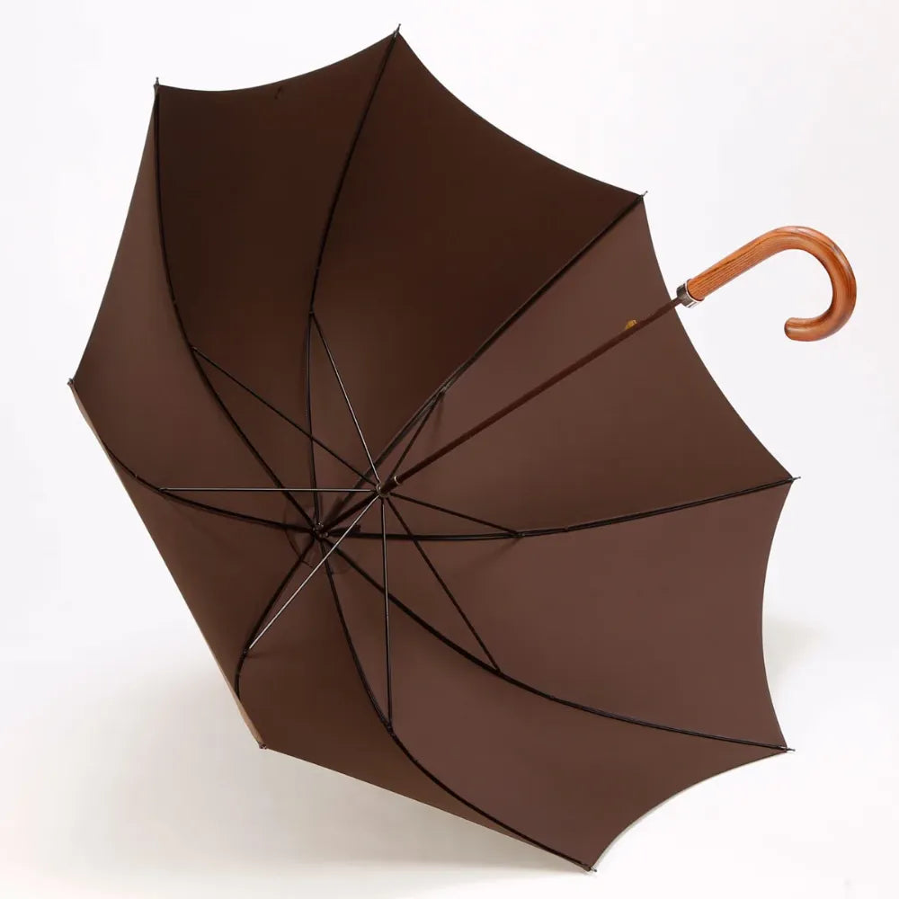 【予約販売】晴雨兼用 メンズ ダークウッド 長傘 / ブラウン