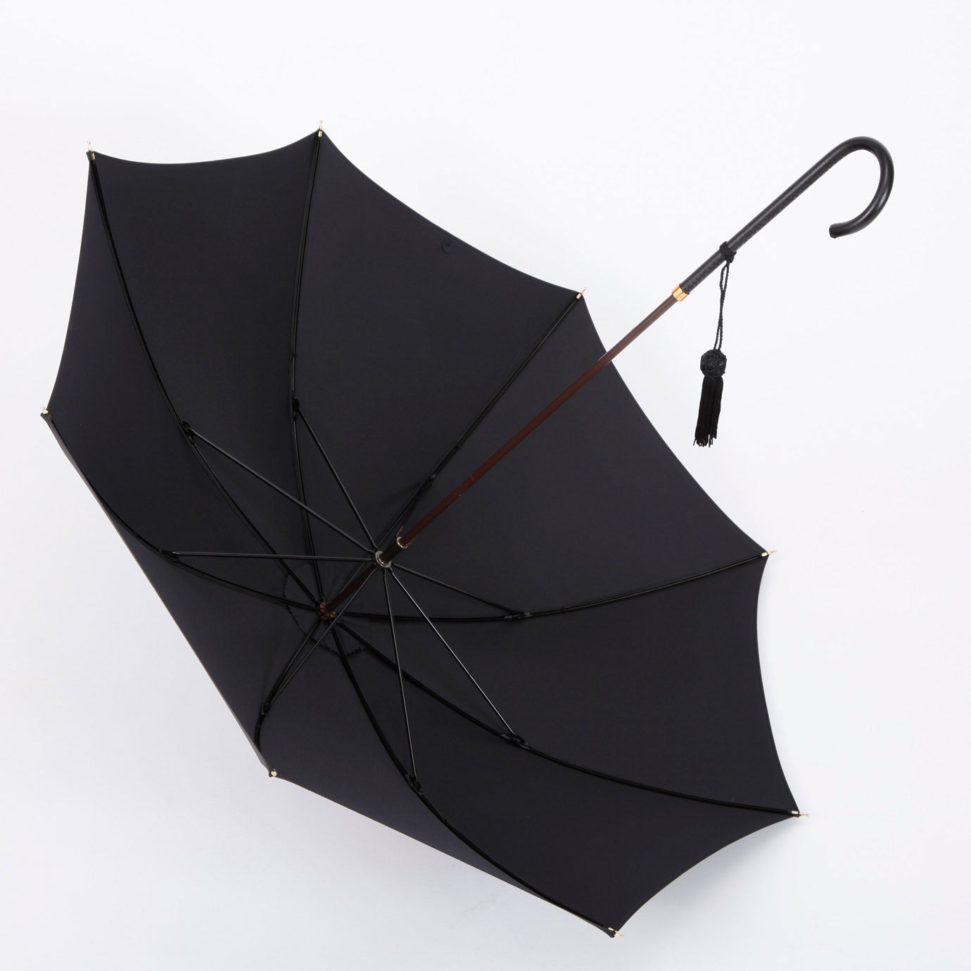 ＜晴雨兼用＞レディース スリムレザー 長傘 / ブラック（細革巻）