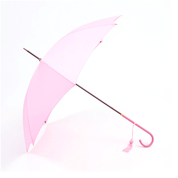 ＜晴雨兼用＞レディース スリムレザー 長傘 / ピンク（細革巻）