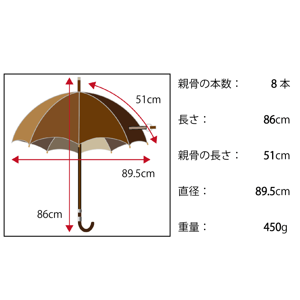 ＜晴雨兼用＞レディース スリムレザー 長傘 / ピンク（細革巻）