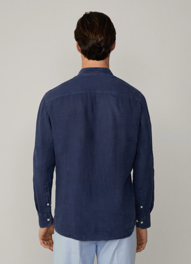 テーラードフィット リネンポーターシャツ / インクブルー XS