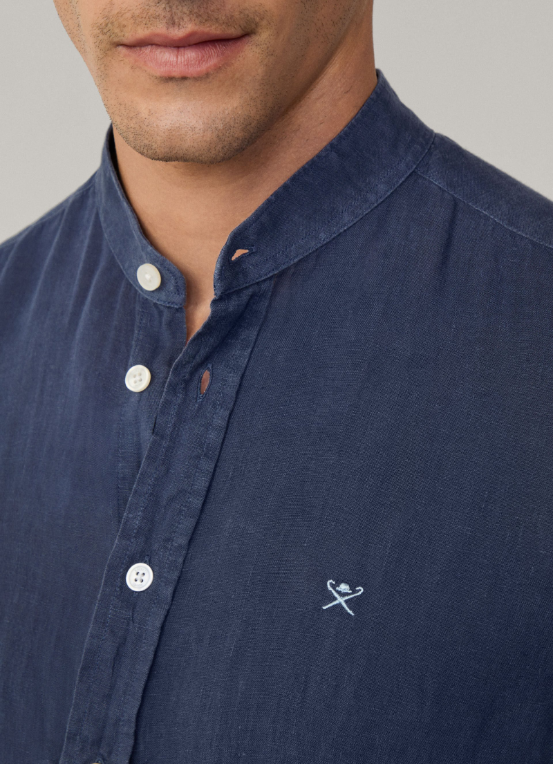 テーラードフィット リネンポーターシャツ / インクブルー XS