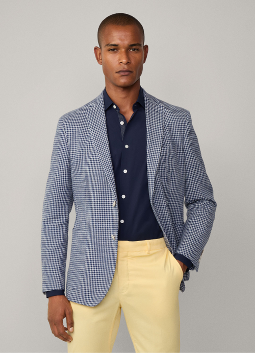 ムーリンハウンドトゥースブレザー ネイビー | HACKETT LONDON