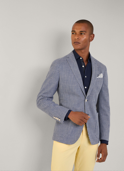 ムーリンハウンドトゥースブレザー ネイビー | HACKETT LONDON