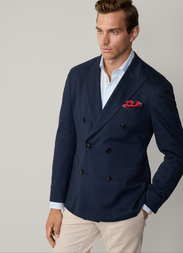 ジャージーダブルブレストブレザー / ネイビー 38