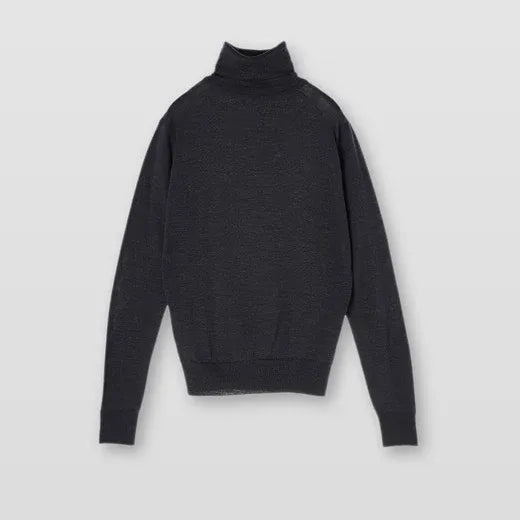 WOMEN / タートルネック長袖ニットプルオーバー LENA 30G MODERN FIT / スモーク