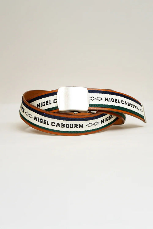 Nigel Cabourn ミリタリーローラーバックルベルト オフホワイト