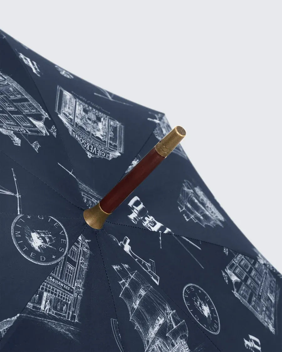 【GIEVES & HAWKES × FOX UMBRELLAS】フィールド ポーツマス ヘリテージ アンブレラ / ネイビー