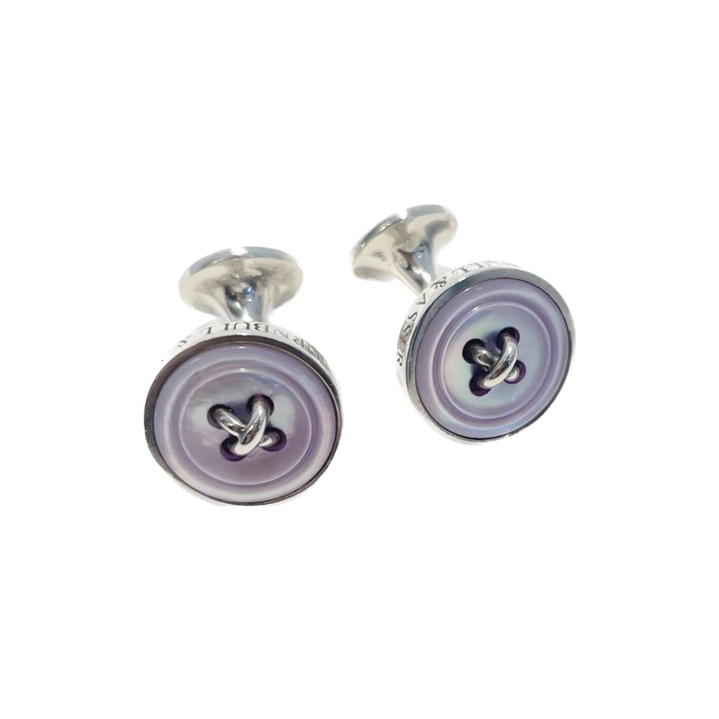 スターリングシルバー マザーオブパール カフリンクス / パープル