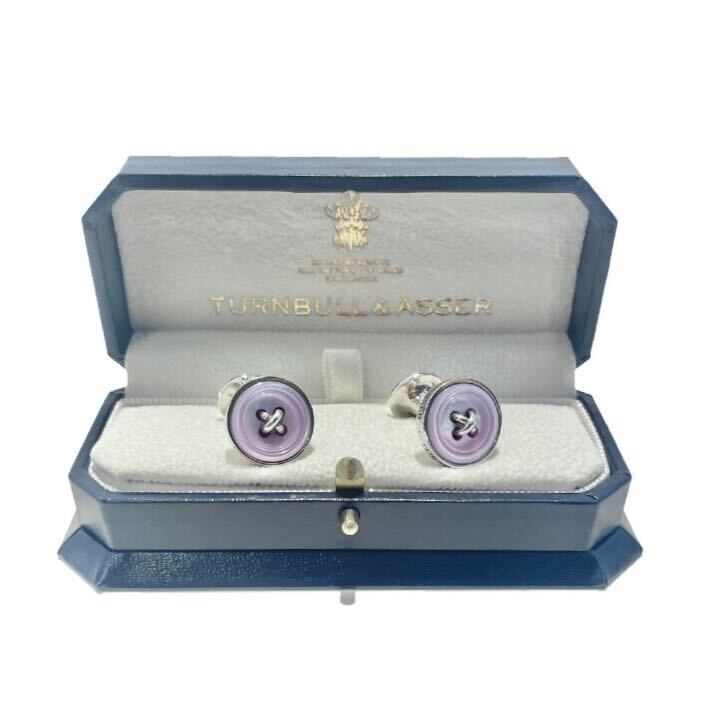 スターリングシルバー マザーオブパール カフリンクス / パープル