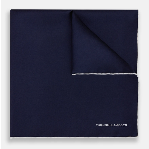 パイピング シルクポケットチーフ ネイビー | TURNBULL & ASSER
