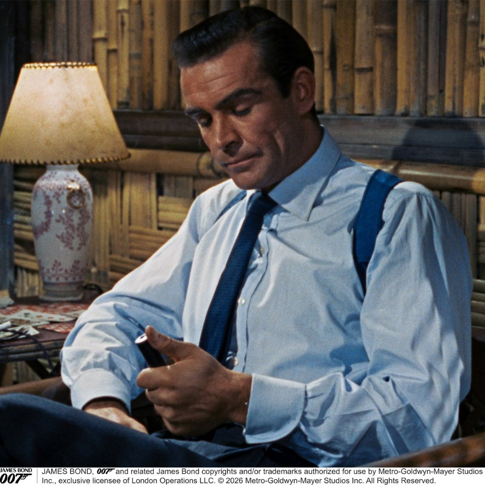 『 007/ドクター・ノオ』 コットンシャツ（2ボタン・ターンバックカフス）/ ブルー