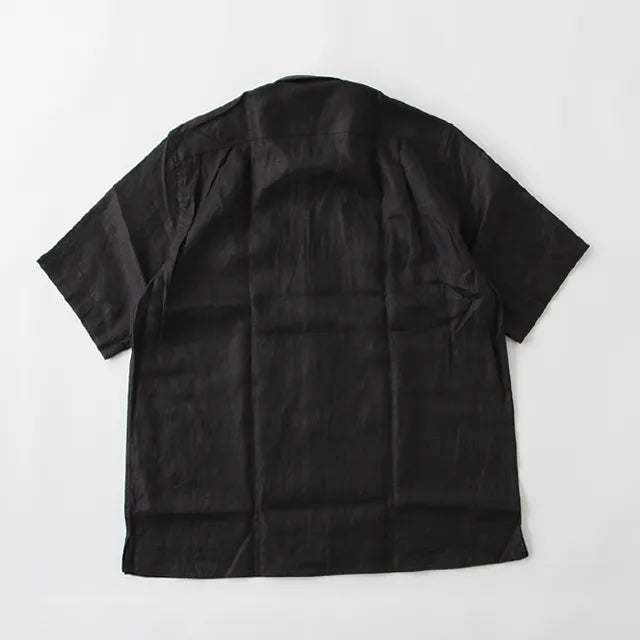 アイリッシュリネン 半袖オーバーシャツ / ブラック