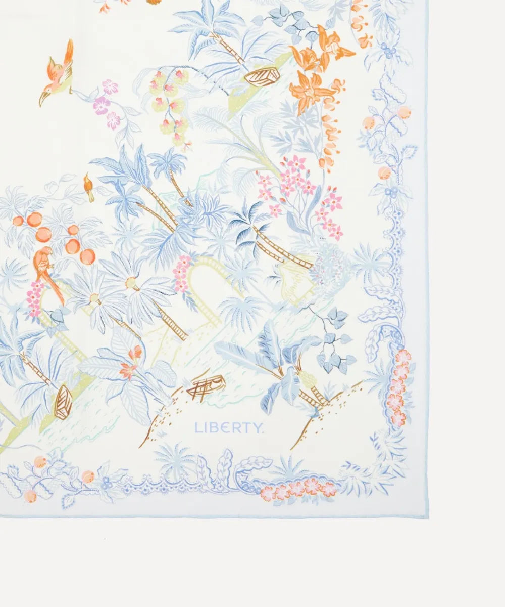 トロピカル トワル シルクスカーフ / ブルー