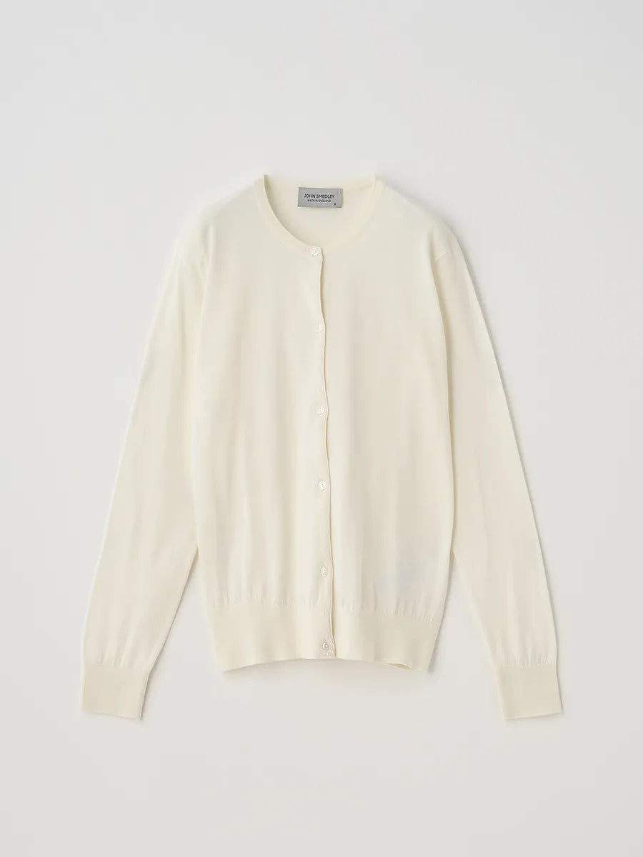 レディース / 長袖コットンニットカーディガン ELINOR 30G MODERN FIT / STARCH（ホワイト）