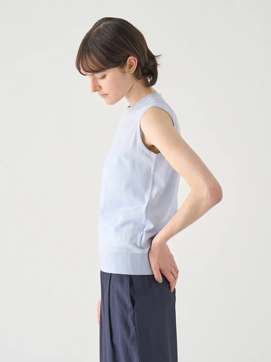 レディース / ノースリーブコットンニットプルオーバー KERRY 30G MODERN FIT / DEW（ペールブルー）