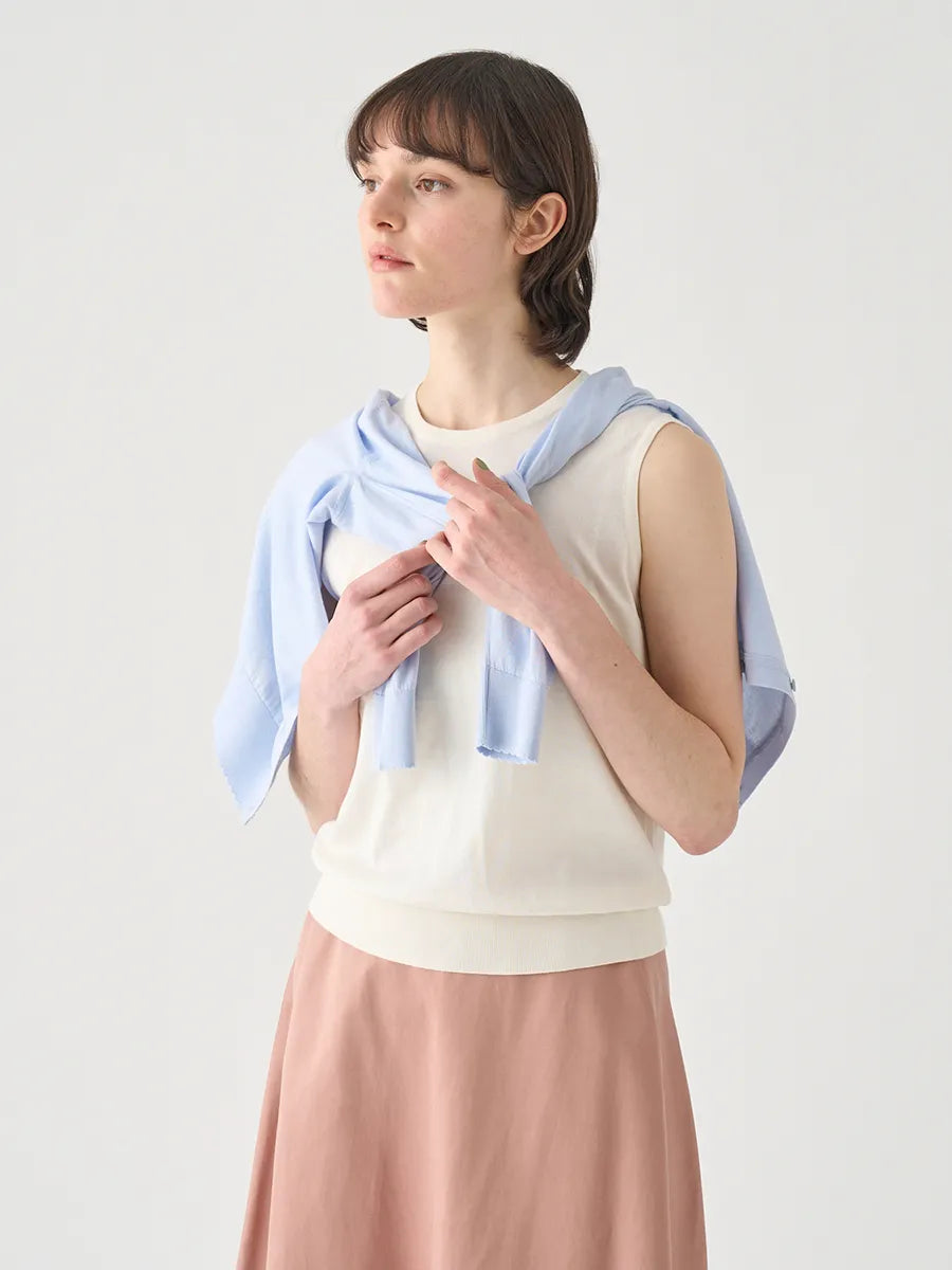 レディース / ノースリーブコットンニットプルオーバー KERRY 30G MODERN FIT / STARCH（ホワイト）
