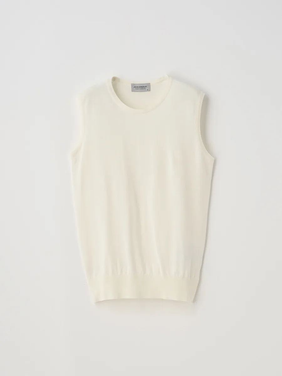 レディース / ノースリーブコットンニットプルオーバー KERRY 30G MODERN FIT / STARCH（ホワイト）