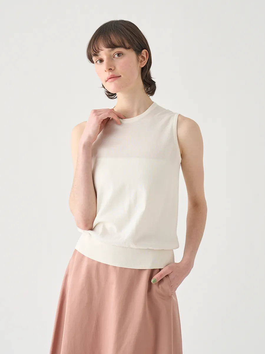 レディース / ノースリーブコットンニットプルオーバー KERRY 30G MODERN FIT / STARCH（ホワイト）
