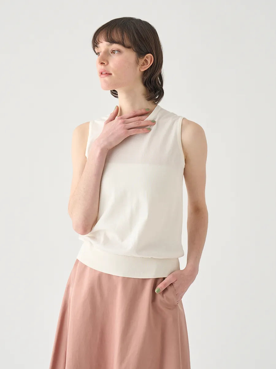 レディース / ノースリーブコットンニットプルオーバー KERRY 30G MODERN FIT / STARCH（ホワイト）
