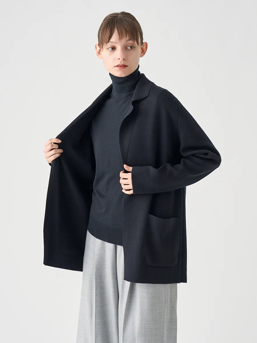 WOMEN / タートルネック長袖ニットプルオーバー LENA 30G MODERN FIT / ブラック