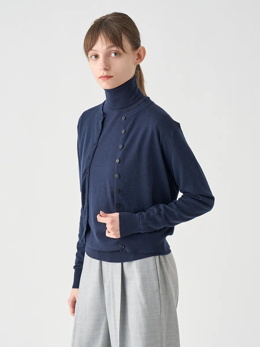 WOMEN / タートルネック長袖ニットプルオーバー LENA 30G MODERN FIT / ミッドナイト