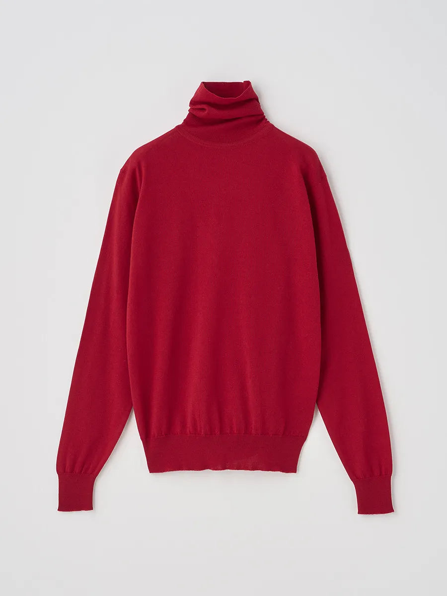 WOMEN / タートルネック長袖ニットプルオーバー LENA 30G MODERN FIT / ルビーレッド