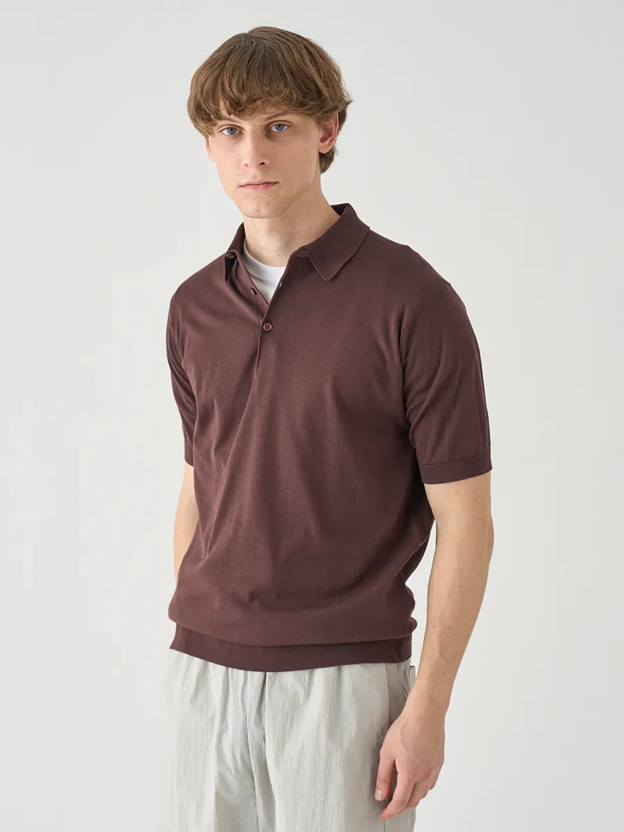 メンズ / 半袖コットンニットポロシャツ REID 30G MODERN FIT / RAISIN（ブラウン）