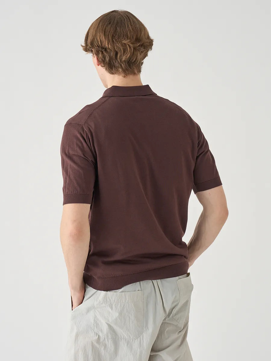 メンズ / 半袖コットンニットポロシャツ REID 30G MODERN FIT / RAISIN（ブラウン）