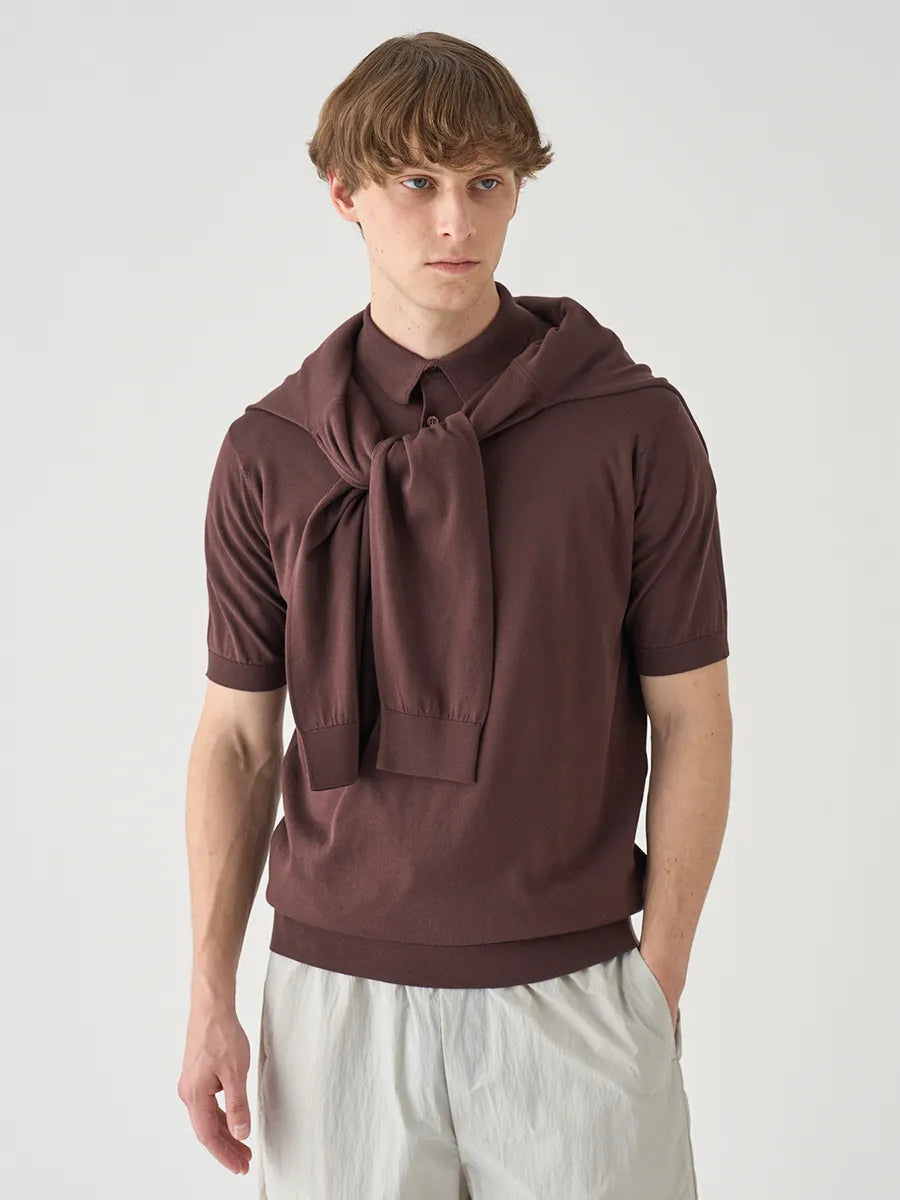 メンズ / 半袖コットンニットポロシャツ REID 30G MODERN FIT / RAISIN（ブラウン）