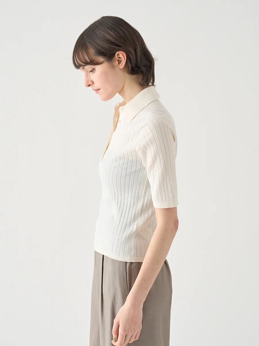 レディース / コットンリブニットポロシャツ S4833 30G / STARCH（ホワイト）